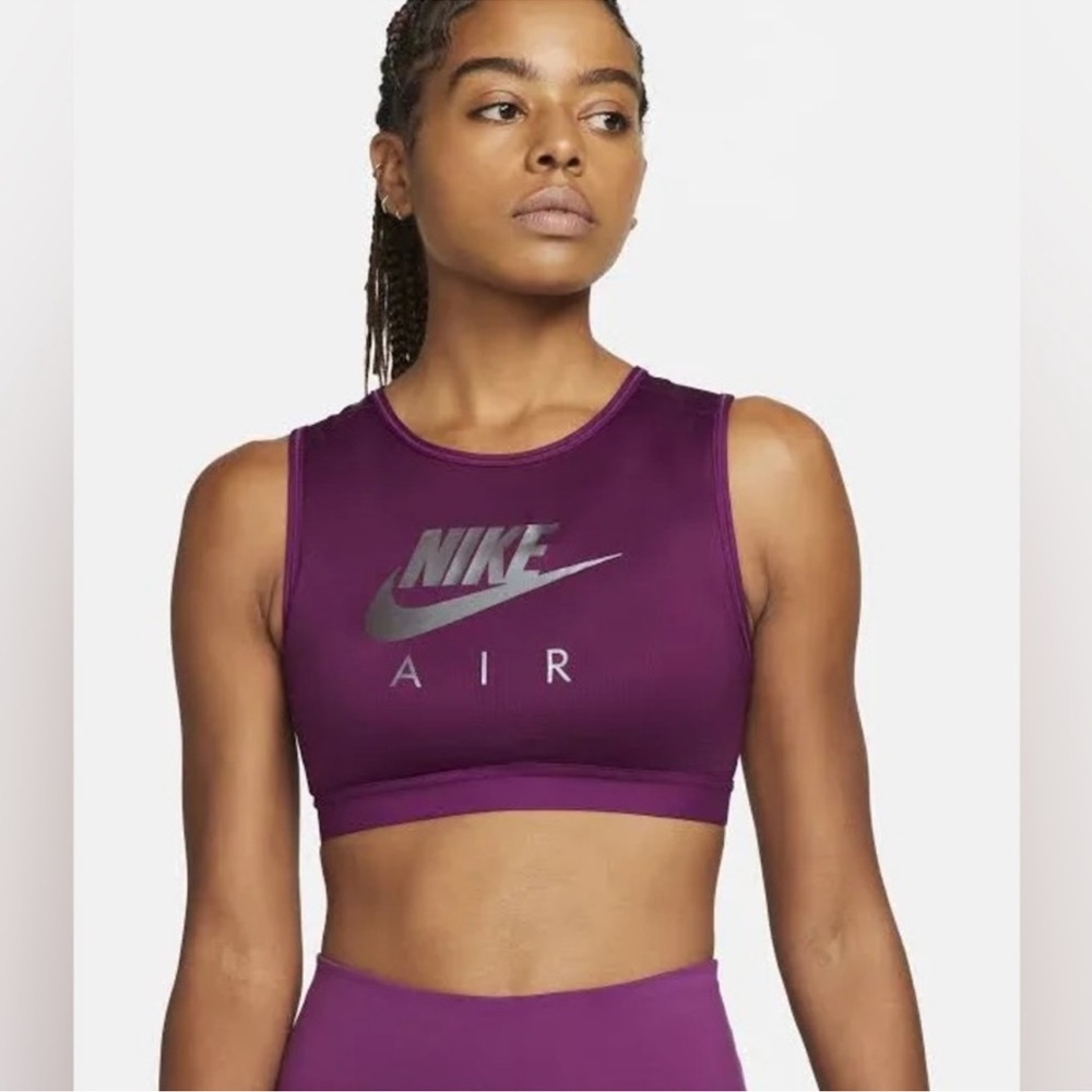 Nike Purple Crop Sports Bra with Silver Logo